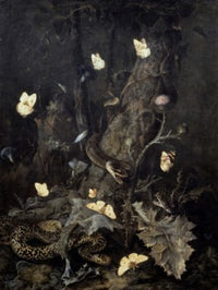 Snakes and Butterflies Fine Art Print by Otto Marseus van Schrieck