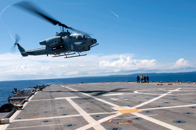 AH-1W Super Cobra Helicopter Landing Poster Print by Stocktrek Images