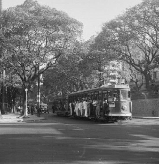 Brazil, Rio De Janeiro Tram in Street Fine Art Print