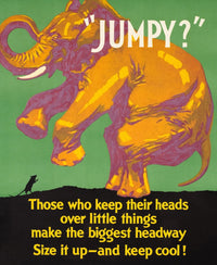 Jumpy Elephant Incentive Poster Print by Mather