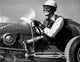 Mid Adult Man Driving Race Car Fine Art Print