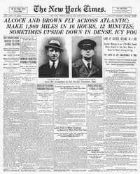Alcock and Brown 1919: Historic Flight Front Page Poster Print