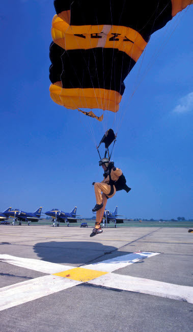 US Army Golden Knights Skydiver Poster Print by Michael Wood