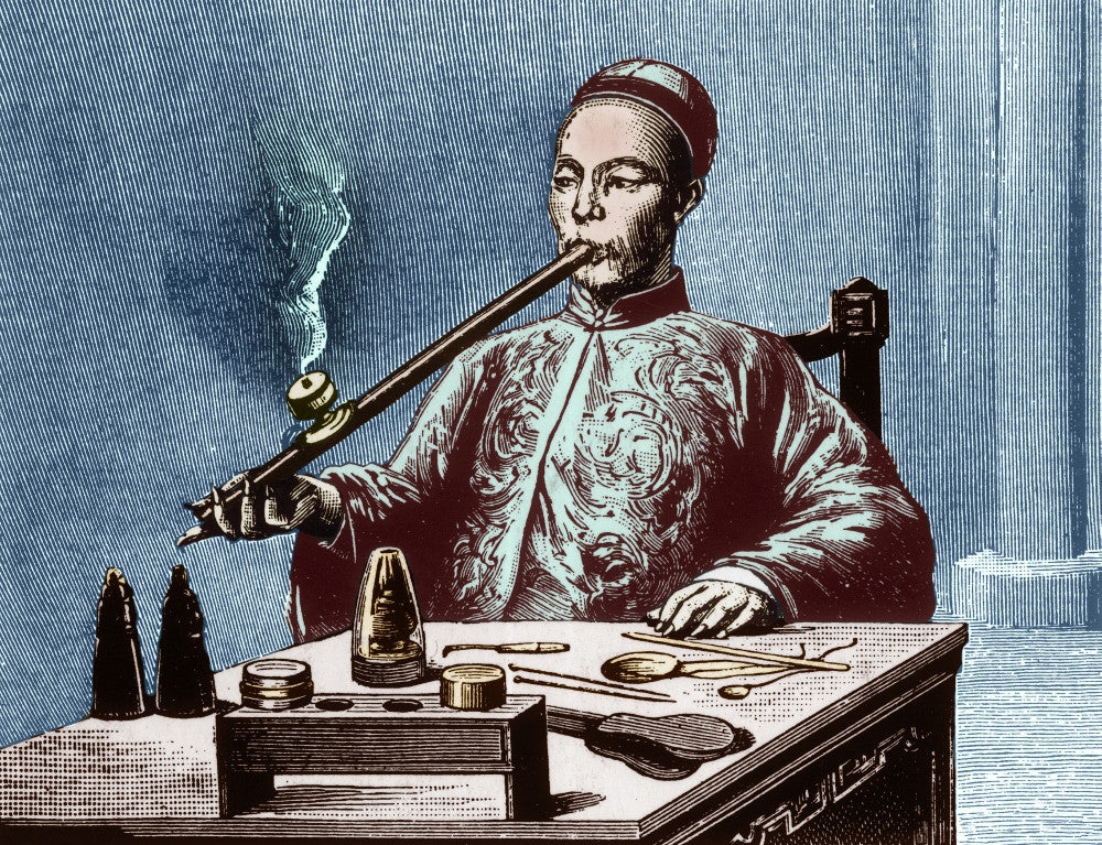 Opium Den Fine Art Print - Man with Opium Pipe (19th Century) by Science Source