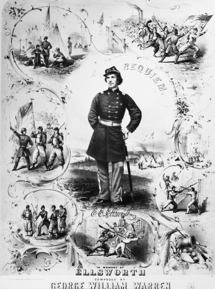 Elmer Ephraim Ellsworth Engraved Song Sheet Cover Print