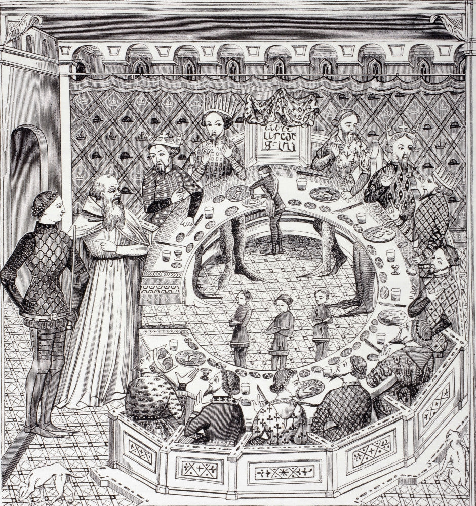 King Arthur and the Knights of the Round Table Fine Art Print - 14th Century Miniature