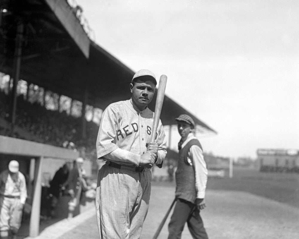 Babe Ruth Baseball Print - Photographed with the Boston Red Sox, 1919