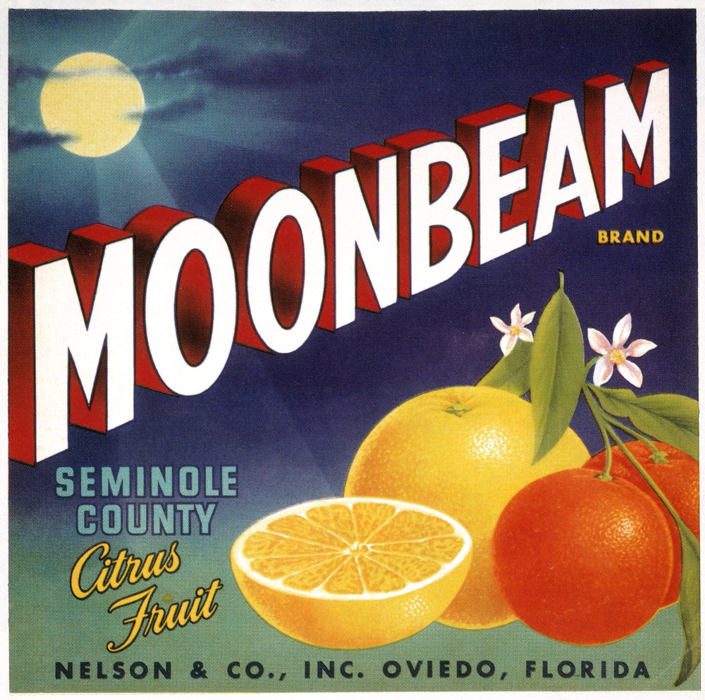 Moonbeam Brand Citrus Fruit Crate Label Poster Print - Early 20th Century