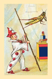 Daring Circus Performance Poster Print Featuring Grasshopper and Clown by Frolie