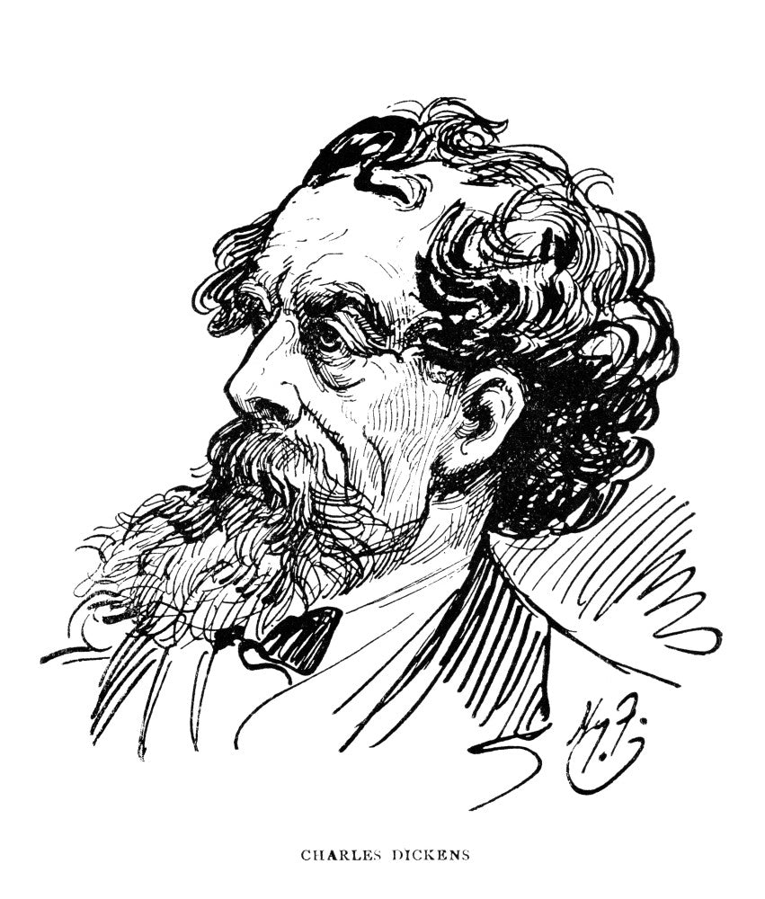 Charles Dickens Pen-and-Ink Drawing Fine Art Print by Harry Furniss