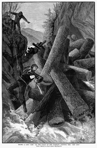 Maine: Lumbering Log Jam on the Diamond Falls - 1882 Fine Art Print
