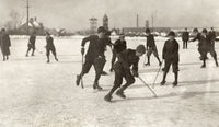 Ice Hockey Scene Fine Art Print by Lewis Hine - 1912
