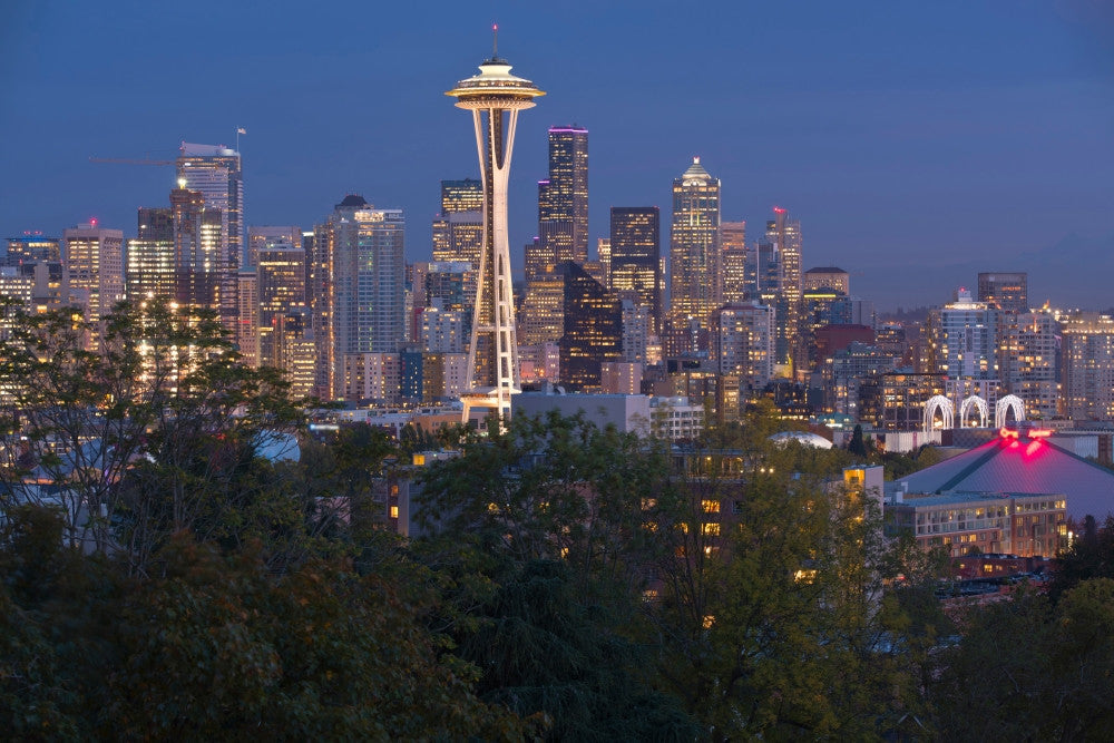Seattle Night Skyline Fine Art Print - Panoramic View