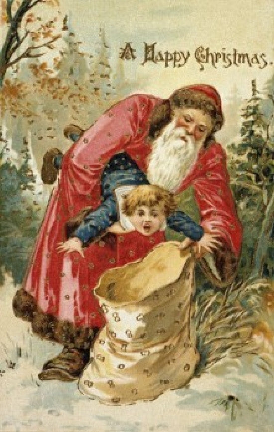 Happy Christmas Santa Poster Print - Nostalgic Holiday Art