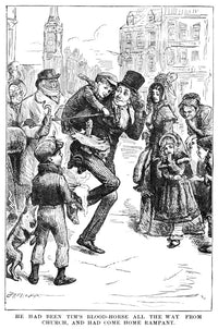 Dickens' A Christmas Carol Illustration - Bob Cratchit & Tiny Tim Fine Art Print