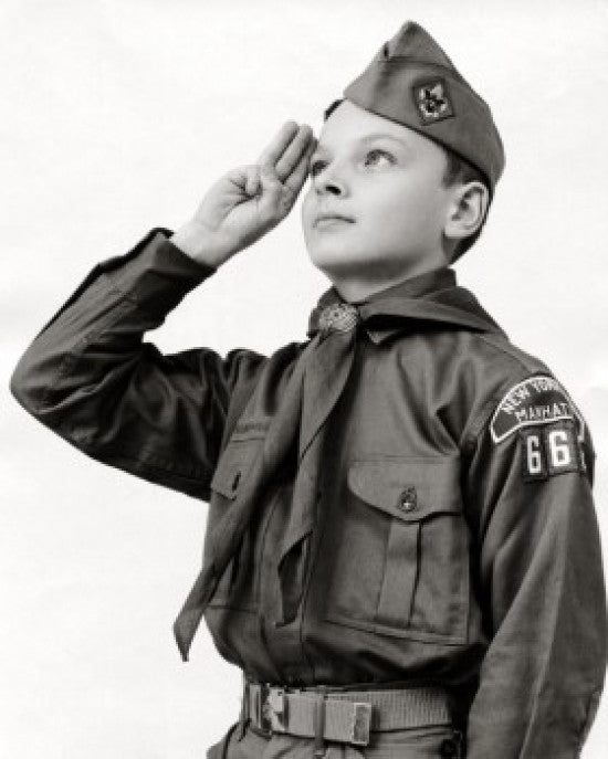 Close-Up of a Boy Scout Saluting Fine Art Print
