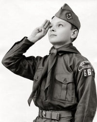 Close-Up of a Boy Scout Saluting Fine Art Print