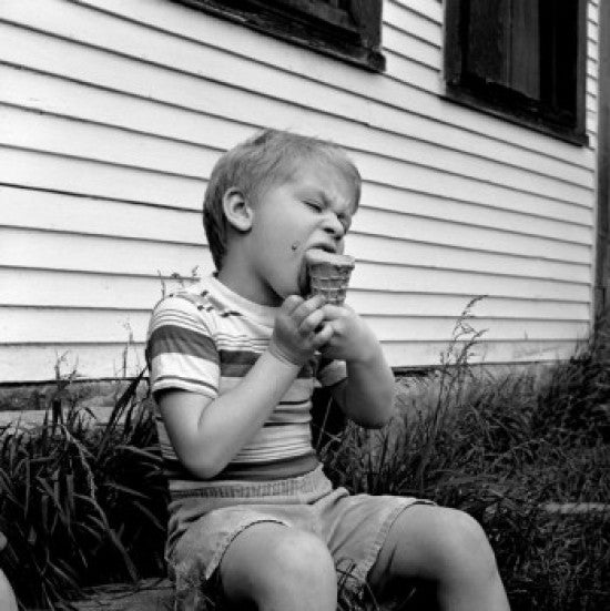 Boy Enjoying Ice Cream Fine Art Print - 24x36, 18x24, 11x14 Sizes
