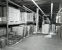 Side Profile of a Worker Operating a Forklift Poster Print