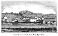 View of Lambertville, New Jersey from New Hope, PA - Wood Engraving Print