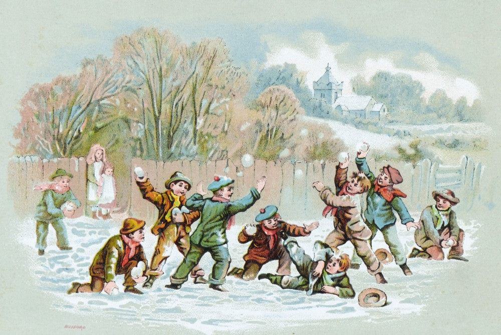 Boys Having Snowball Fight, 1890s Fine Art Print by Science Source