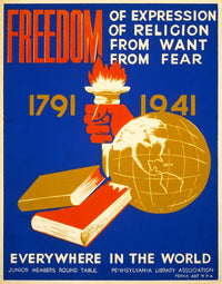 Four Freedoms 1941 Silkscreen Poster Print by Granger Collection