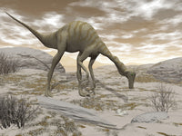 Gallimimus Dinosaur Discovering Eggs Fine Art Print by Elena Duvernay