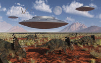 Centrosaurus Dinosaurs and UFOs Fine Art Print - Cretaceous Period