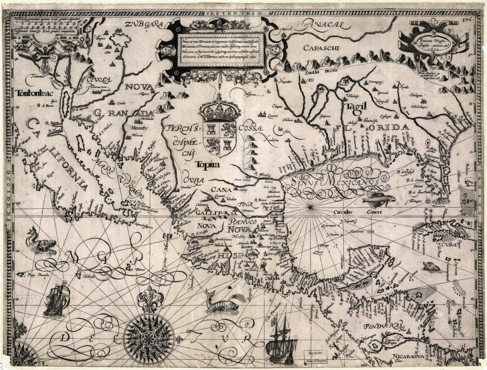 1600 Historical Map of Spanish Territories in North America Poster Print