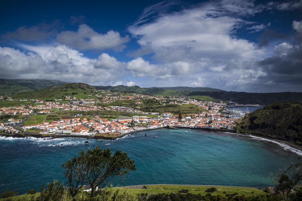 Elevated View of Horta and Porto Pim, Faial Island Fine Art Print by Walter Bibikow