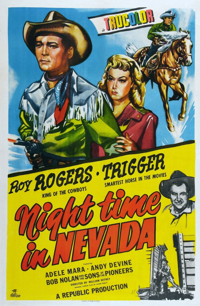 Night Time In Nevada Movie Poster Print featuring Roy Rogers & Adele Mara