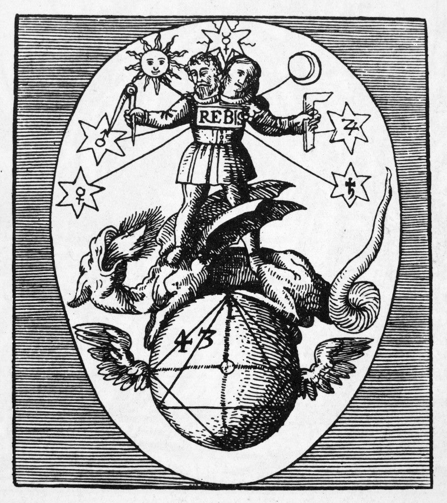 Alchemy: Hermaphroditus Fine Art Print - Woodcut by Heinrich Jamsthaler