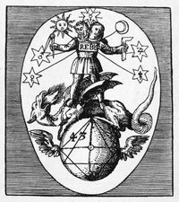 Alchemy: Hermaphroditus Fine Art Print - Woodcut by Heinrich Jamsthaler