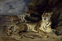 Young Tiger Playing with His Mother Fine Art Print by Eugene Delacroix