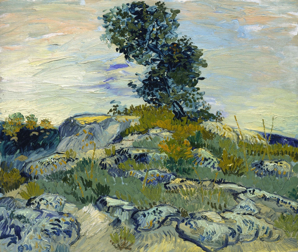 Van Gogh Rocks with Oak Tree Fine Art Print - 1888