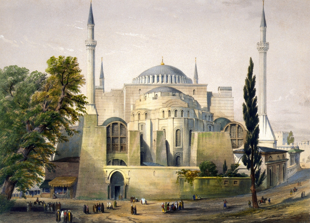 Turkey: Hagia Sophia Fine Art Print - Exterior View by Louis Haghe