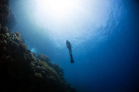 Free Diver Rising from the Deep in Banda Sea Fine Art Print by Aaron Wong