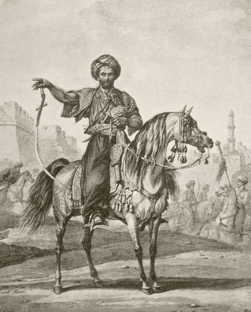 A Mounted Mamluk in Cairo Fine Art Print - 1901 Edition