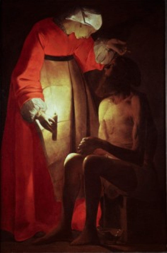 Job Visited by His Wife Fine Art Print by Georges de La Tour