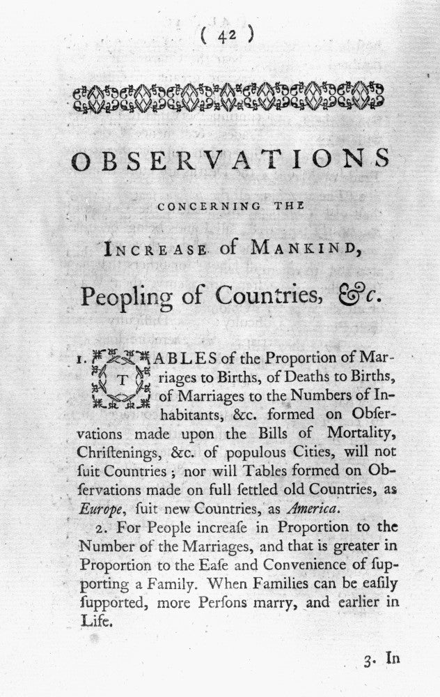 Franklin: Title Page from Benjamin Franklin's Essay (1751) Poster Print