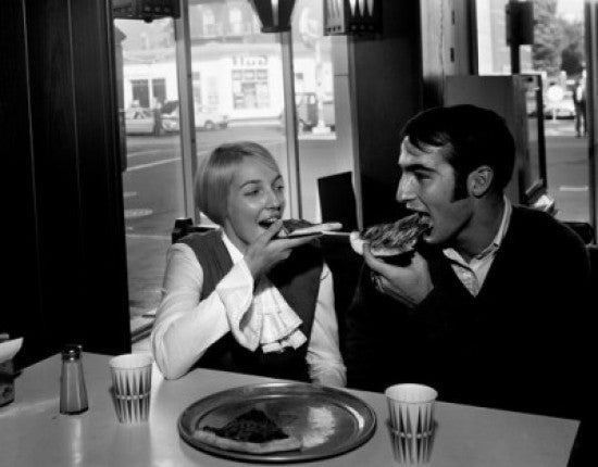 Young Couple Enjoying Pizza Fine Art Print - Various Sizes