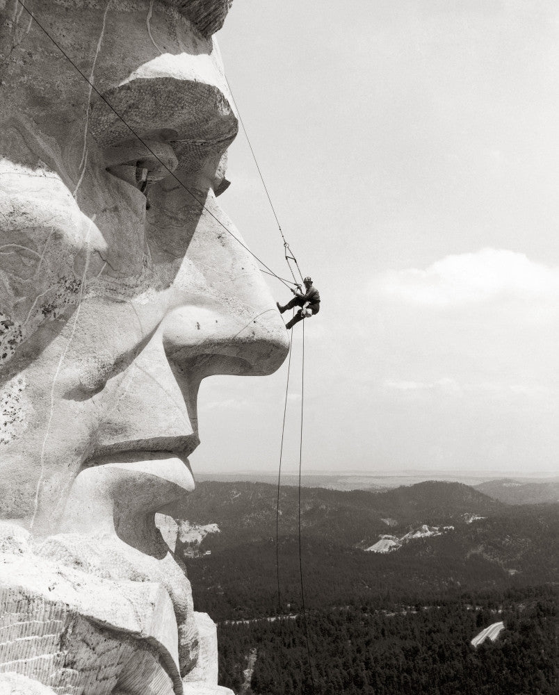 Scaling Mount Rushmore Fine Art Print - Abraham Lincoln Face