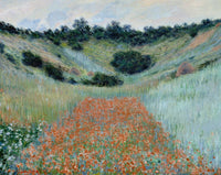 Monet's Poppy Field Fine Art Print - Oil on Canvas | Posterazzi