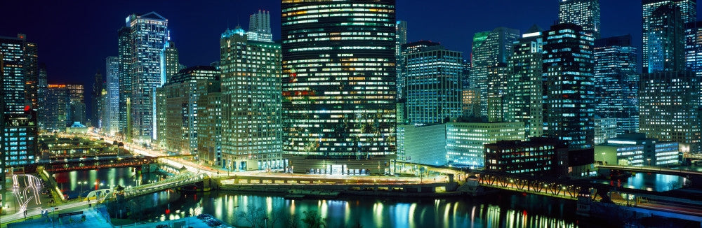 Chicago Skyline at Night Fine Art Print by Panoramic Images