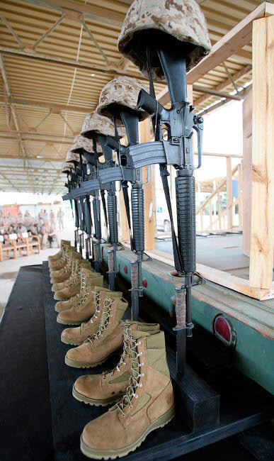 Boots, Rifles, Dog Tags, and Helmets Fine Art Print by Stocktrek Images