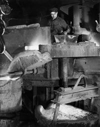 Foundry Worker Pouring Molten Steel Fine Art Print