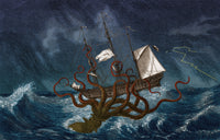 Giant Squid Attacking Ship, 1700 Fine Art Print by Science Source