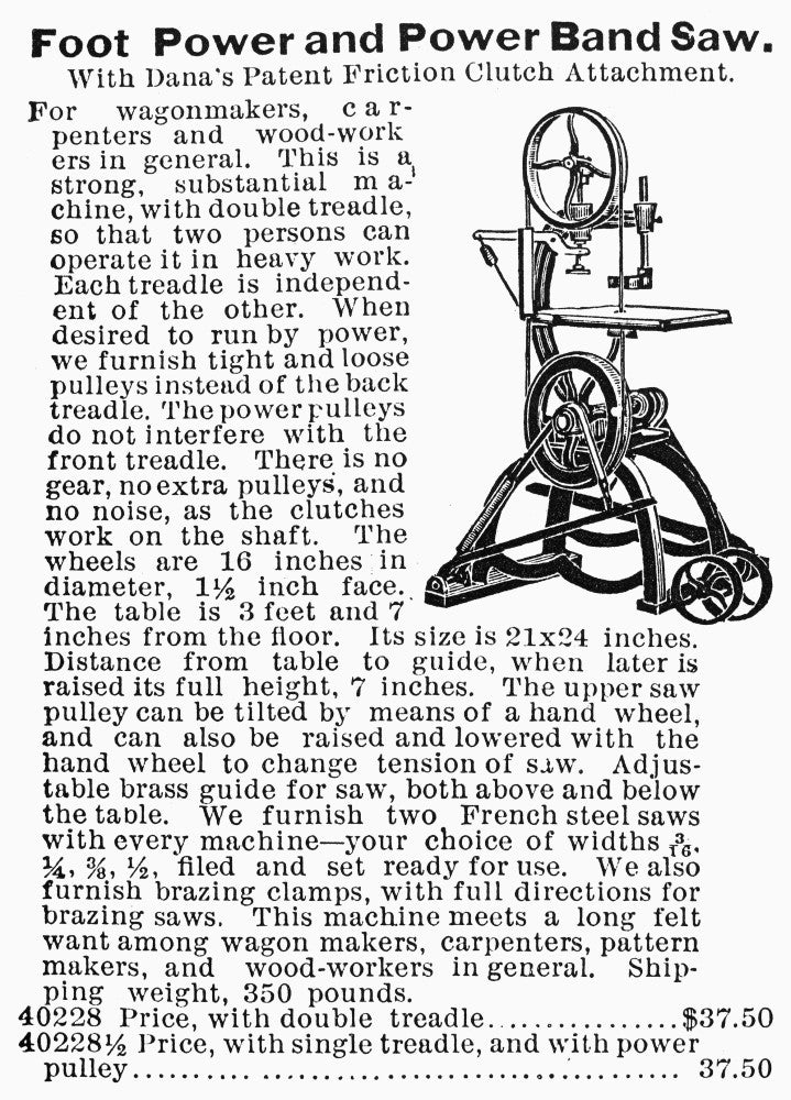 1895 Band Saw Fine Art Print from Montgomery Ward Catalog