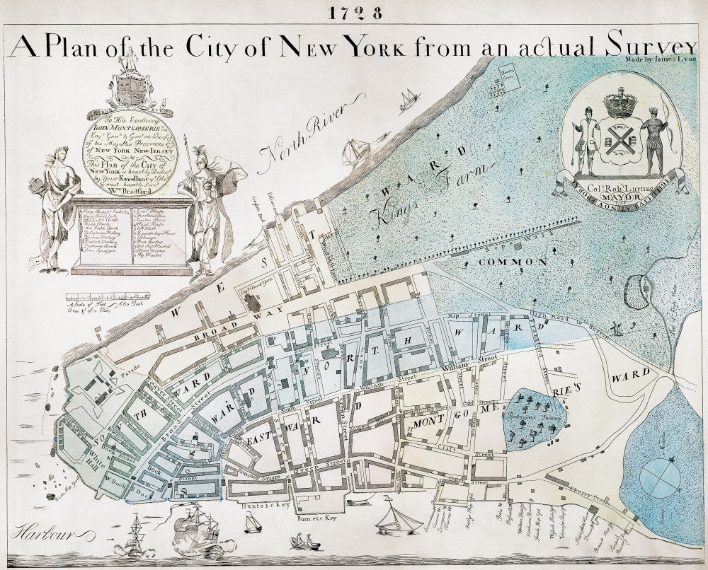 1728 Engraved Map of New York City - Fine Art Print by Granger Collection