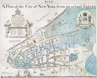 1728 Engraved Map of New York City - Fine Art Print by Granger Collection
